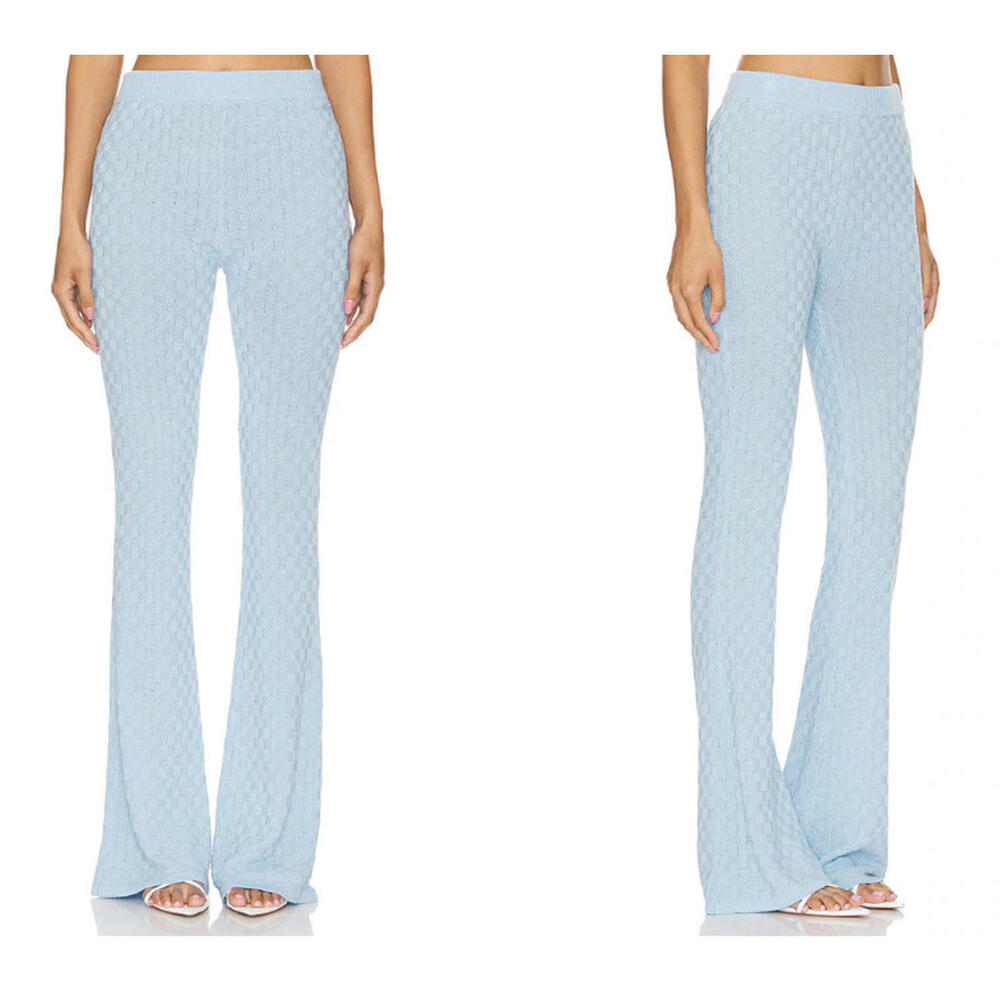 SEROYA Agatha Flare pants a high-rise checkerboard grid knit size M NWT $248msrp